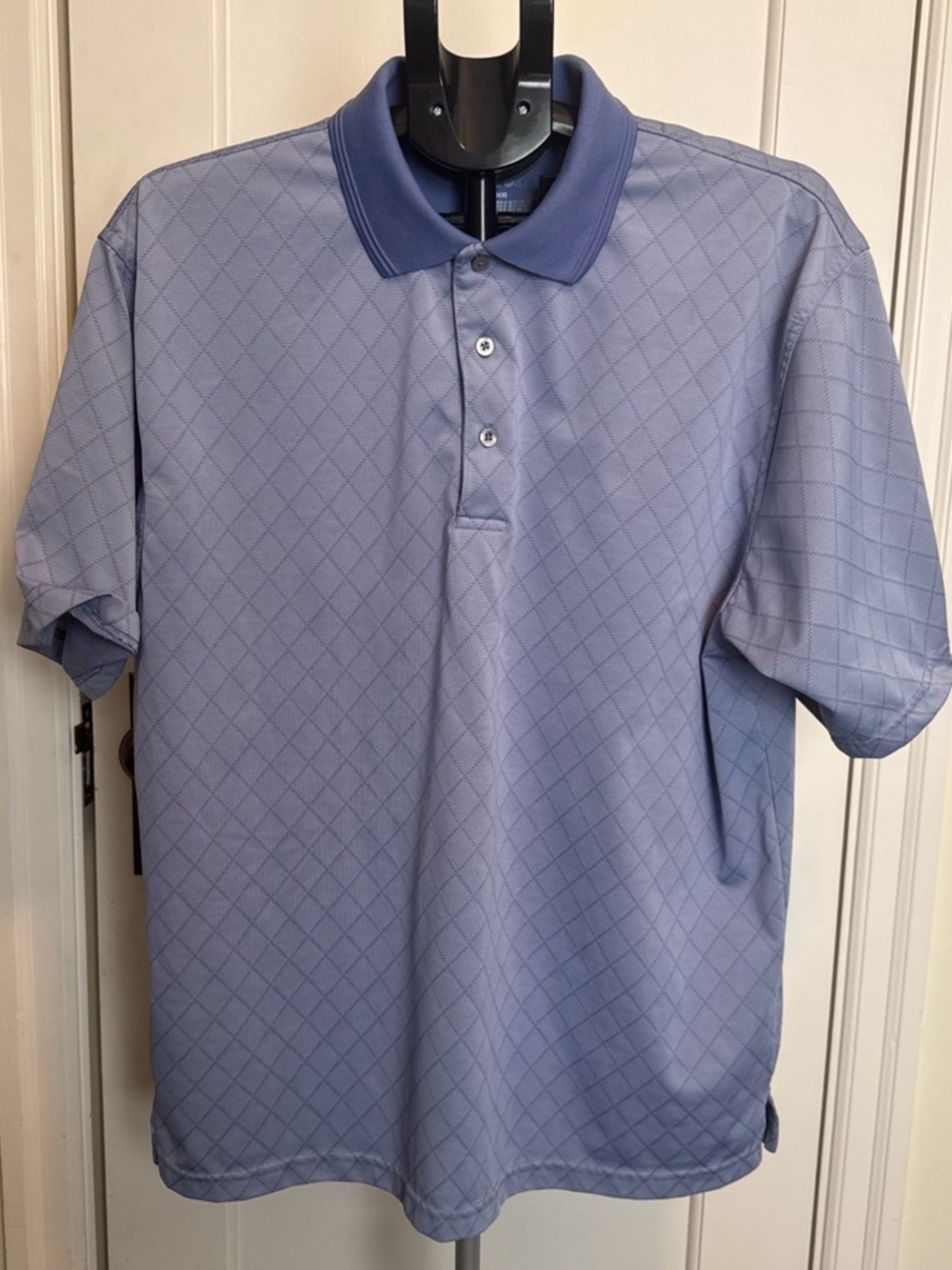 PGA Tour Golf Polo Shirt Mens XL Purple Diamond Pattern Textured Short Sleeve